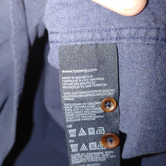 Tommy‎ Hilfiger Brushed Cotton Button Front Classic Long Sleeve Blue Shirt XL - Picture 7 of 8